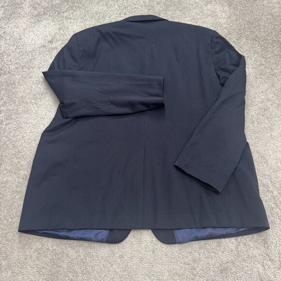 Canda Regular Fit Suit Blazer Jacket Mens 46 Short Navy Blue Pinstriped Workwear - Picture 2 of 13